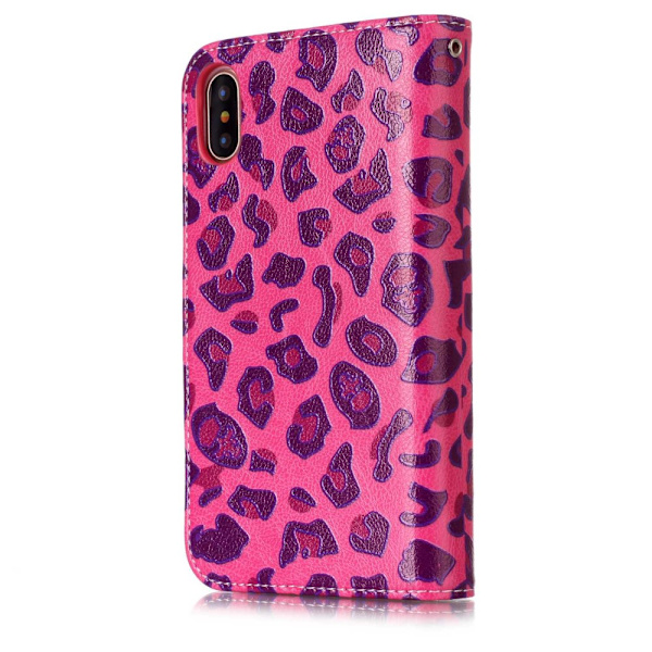 iPhone XS Max Deksel 9 Slots - Rose Leopard Multicolor