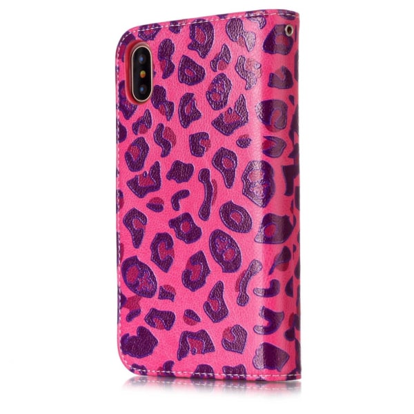 iPhone XS Max Fodral 9 Kortplatser - Rose Leopard multifärg