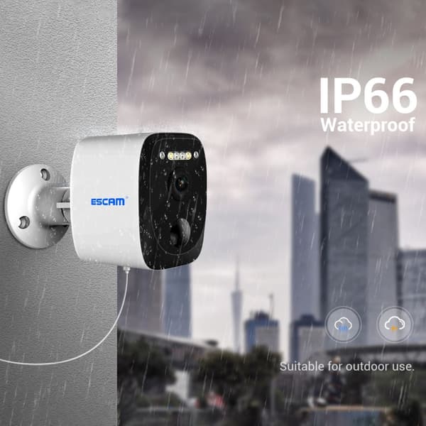 ESCAM QF370 3MP WiFi - kamera PIR Night Vision IP - kamera Solpanel White