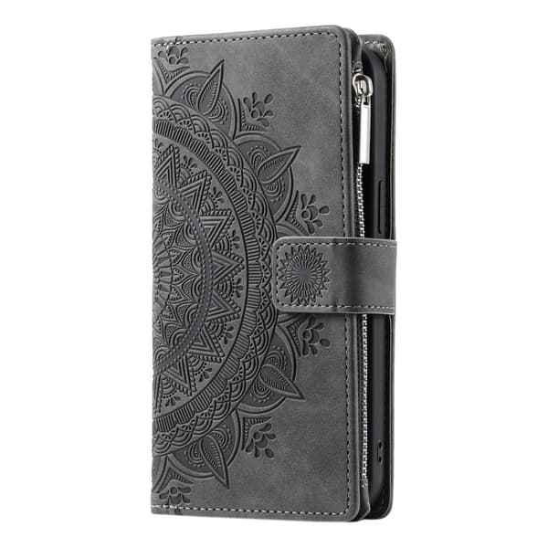 Til Samsung Galaxy A26 / A16 tegnebogscover Cover Shell Mandala Blomstermønster Grey