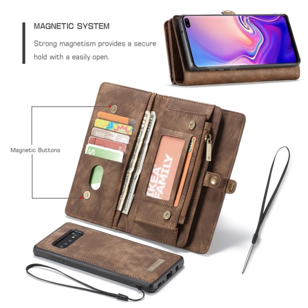 CASEME Samsung Galaxy S10 Retro läder plånboksfodral - Brun Brun
