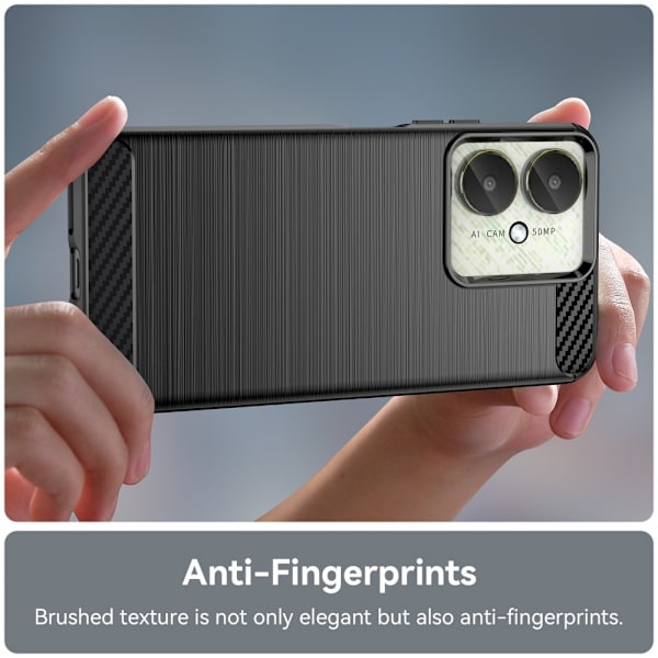 Til Xiaomi Redmi 13C Carbon fiber tekstur Cover Back - Sort Black
