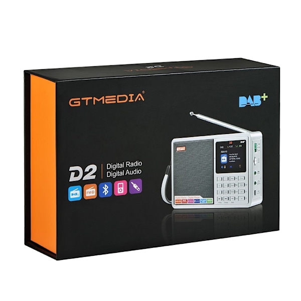 Digital radiomottaker DAB+FM RDS Bluetooth MP3-spiller REC-opptaker TF-kort Silver grey