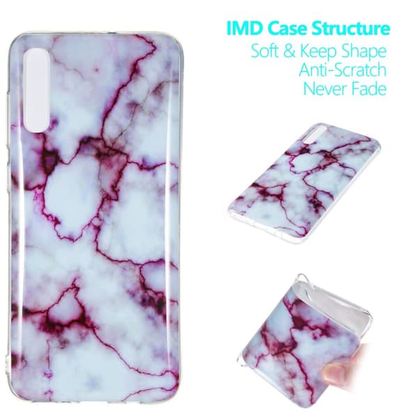 Marble Pattern IMD TPU Soft Back Suojakuori - Samsung Galaxy A70 - Style E Black