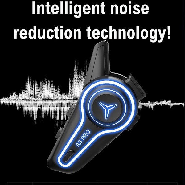 Hjälm Motorcykel Bluetooth Intercom Headset IP67 Vattentät 1000m räckvidd Svart