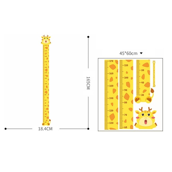 Mäta Växande Längd Väggdekal Tillväxt Diagram Väggdekal - Giraff Orange