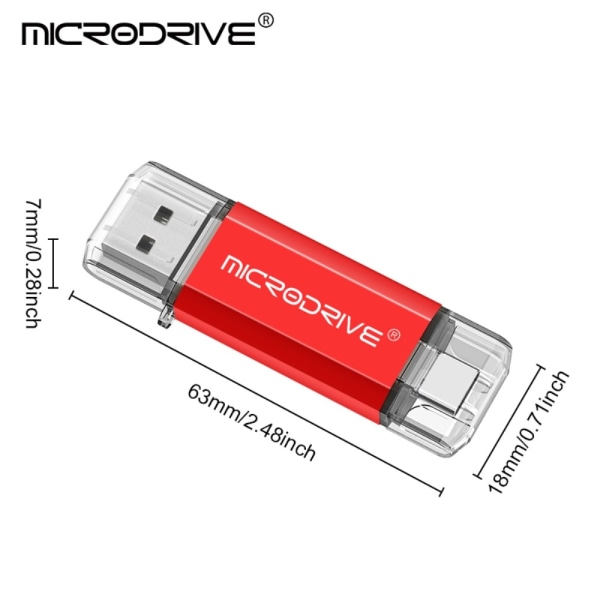 MICRODRIVE 128 GB USB-hukommelse 2i1 USB-A + USB-C flashdrev Gold