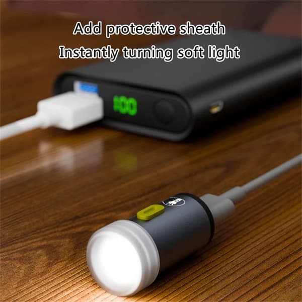Mini lommelygte genopladelig LED arbejdslys til udendørs/hjemme nødsituationer Black