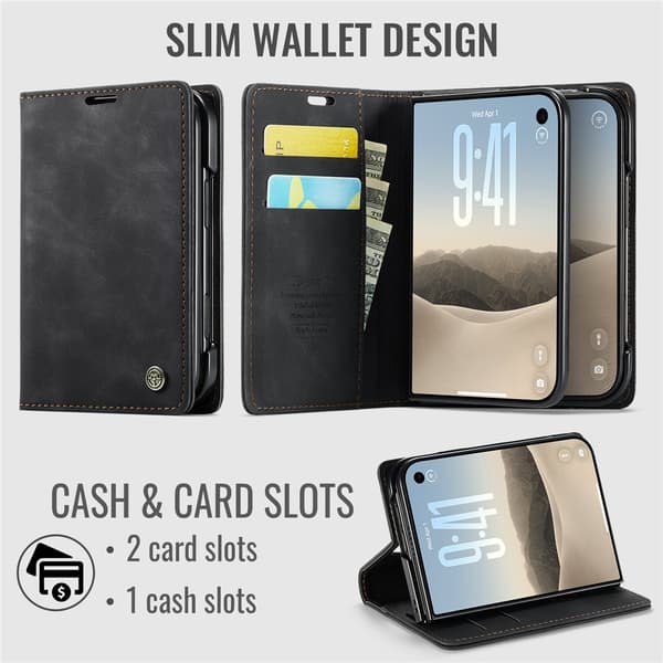 CASEME Telefonplånboksfodral till iPhone Duo Svart