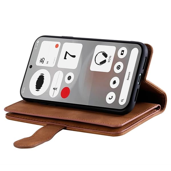 Mobilcover med kortlommer og håndledsrem til Nothing Phone (4b) Brown