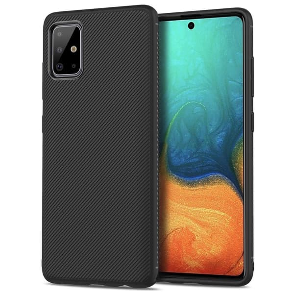 Jazz Twill Texture TPU Kansi - Samsung Galaxy A71 - Musta Black