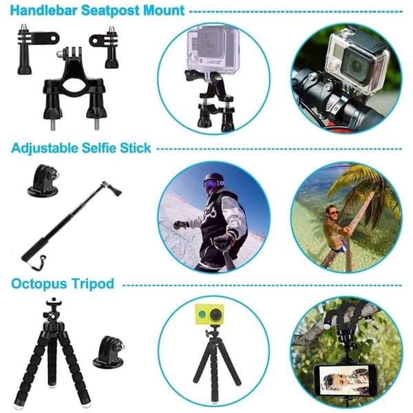54-i-1 tilbehør til DJI Osmo Action 6 actionkamera. Masser af gode ting. Black