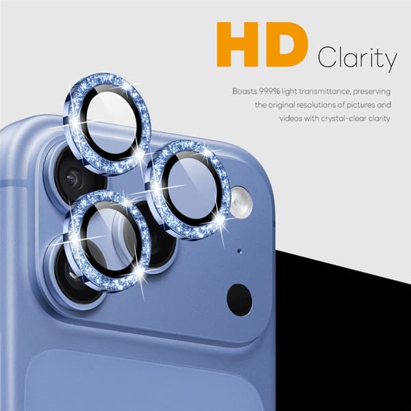 NORTHJO Glitrende kameralinsebeskyttelse til iPhone 18 Pro / 18 Pro Max Blue