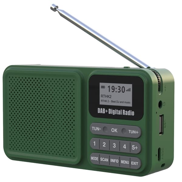 Solcelledrevet genopladelig DAB/FM-radio understøtter Bluetooth-forbindelse Green