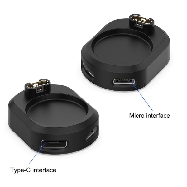 Garmin Fenix 7/7S/7X Type C/Micro USB-opladningsholder Black