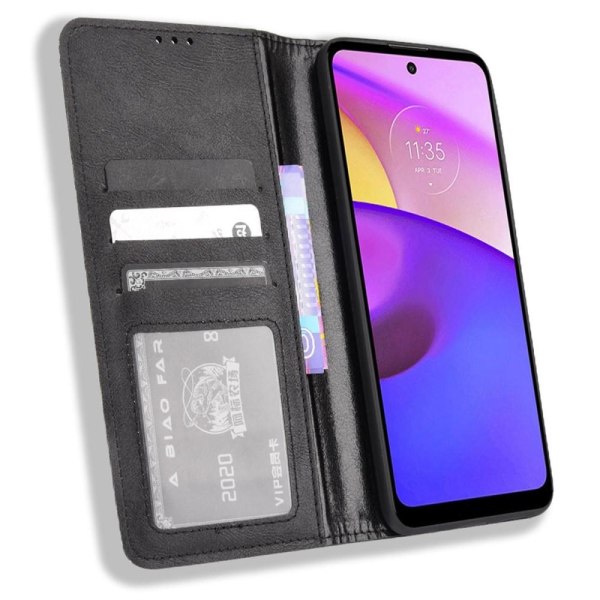 Wallet Stand Flip Phone Case til Motorola Moto E20/E30/E40 - Sort Black