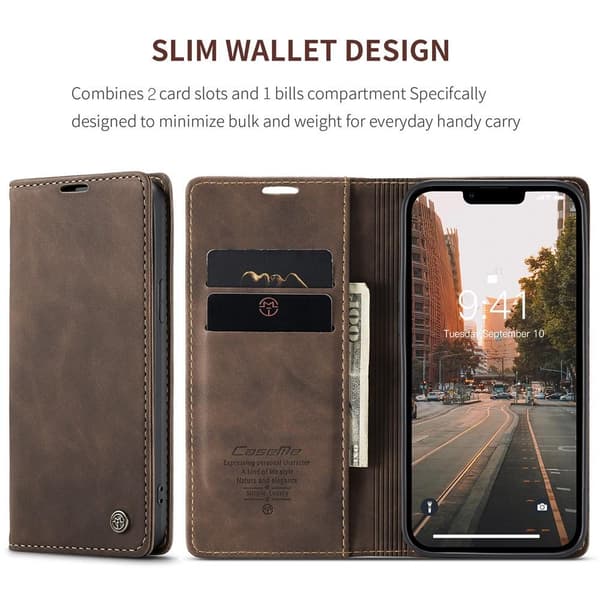 CASEME Lommebok - deksel iPhone 15 Plus - Kaffe Dark brown