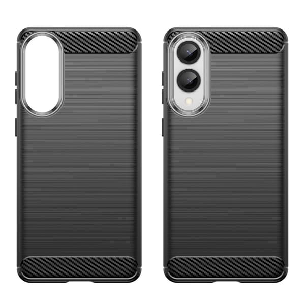 Til Samsung Galaxy S25 Edge Karbonfiber Teksturdeksel - Svart Black