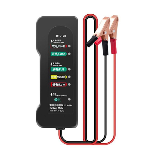 Batteritester 6-LED bilfejltester Batterikontrol Billastbil Motorcykel Black