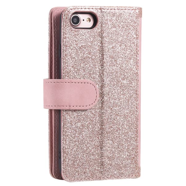 Til iPhone 17e / 16e Etui med Lynlåslomme og 9 Kortlommer Pink gold