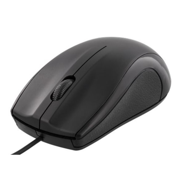 DELTACO optisk mus, 1200 DPI, 125 Hz, 3 knapper med rulle, USB Sort
