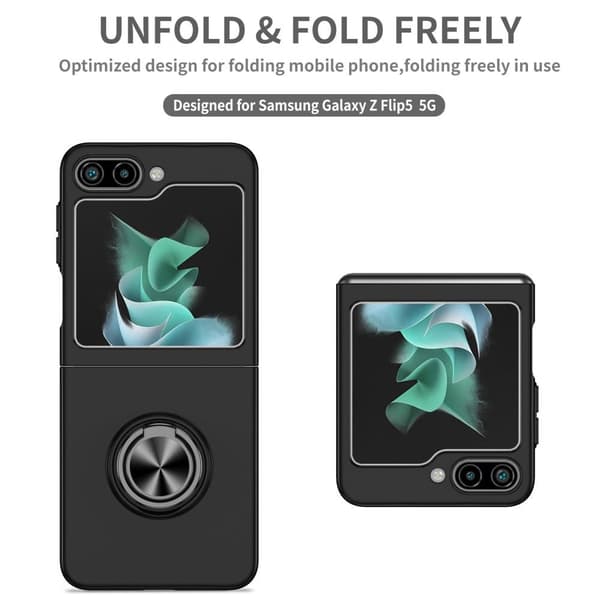 Mobildeksel med ringestøtte for Samsung Galaxy Z Flip5 5G Black