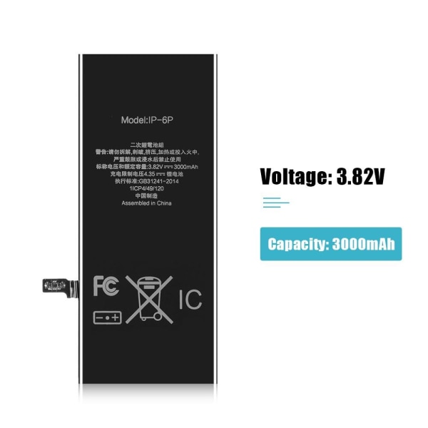 iPhone 6 Plus IPARTS EXPERT 3000mAh batteri FCC/CE/RoSH Black