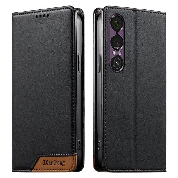 DIERFENG Til Sony Xperia 1 VII Pungcover RFID Beskyttelse Stander - Sort Black