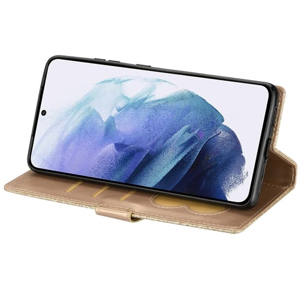 För Samsung Galaxy S25 Ultra Ställbart Glitterfodral med Dragkedjeficka Guld