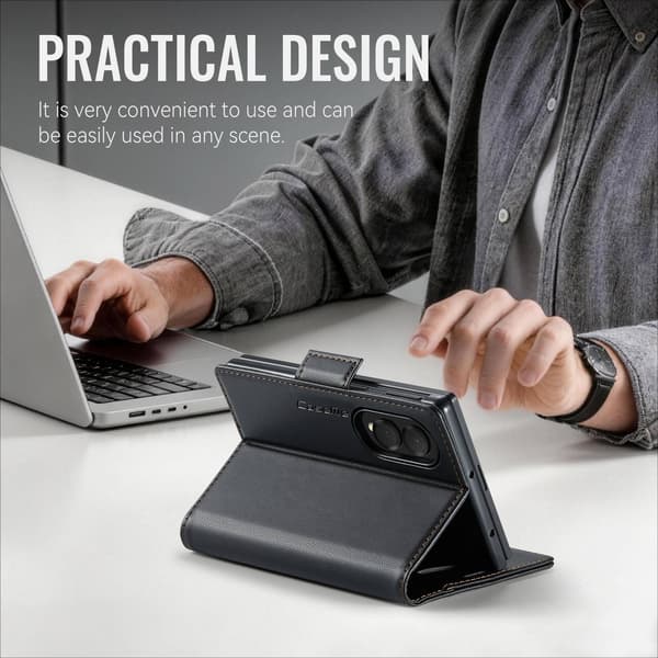 CASEME Glanset telefonlommebokdeksel til Samsung Galaxy Z Fold8 Black