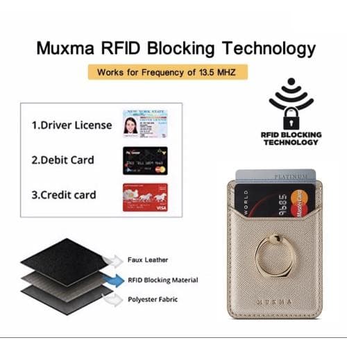 MUXMA Kortholder Ringstativ RFID Blokkerende Kredittkort - Gull Gold