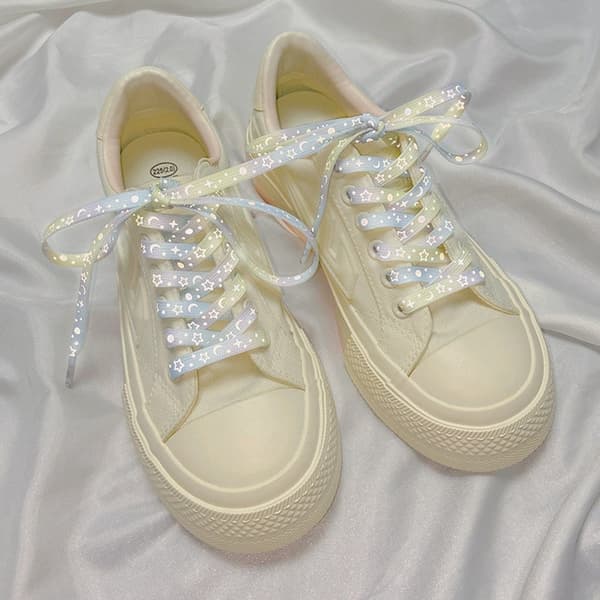 140 cm reflekterande skosnören för sneakers Canvasskor Basketskor etc - Black Blue Star multifärg