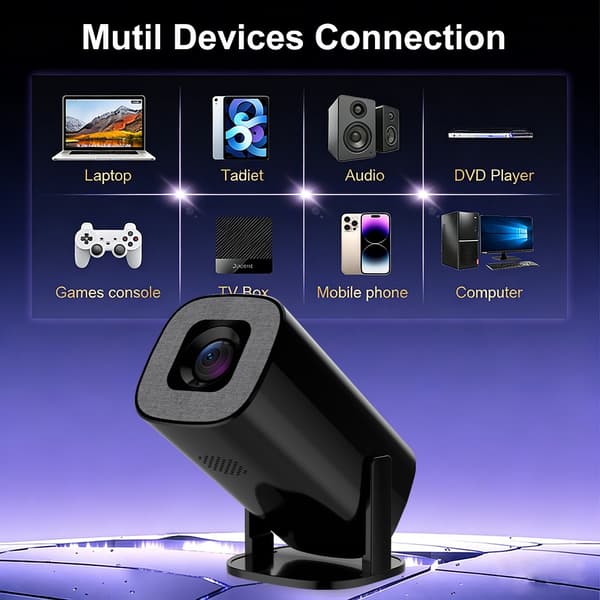 Projektor Hemmabio Videoprojektor 120 ANSI Android 14 WiFi / Bluetooth 1+8GB Svart