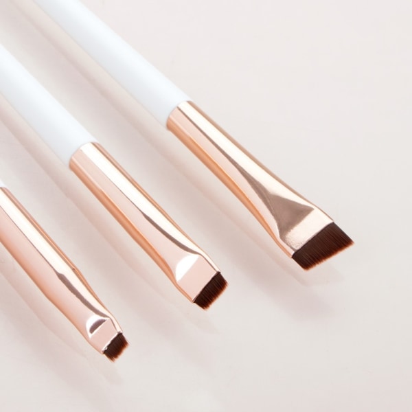 3pcs Makeup Brushes Eyeshadow Eyeliner Eyebrow Makeup - White+Gold Gold