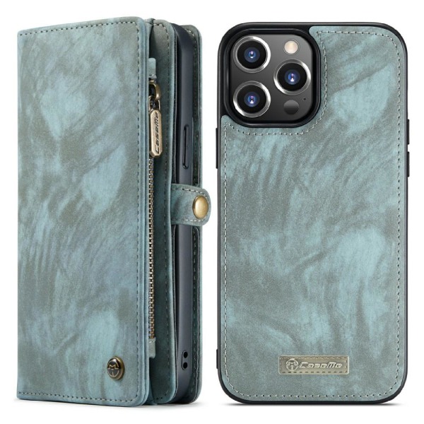 CASEME iPhone 13 Pro Retro plånboksfodral - Blå Blå