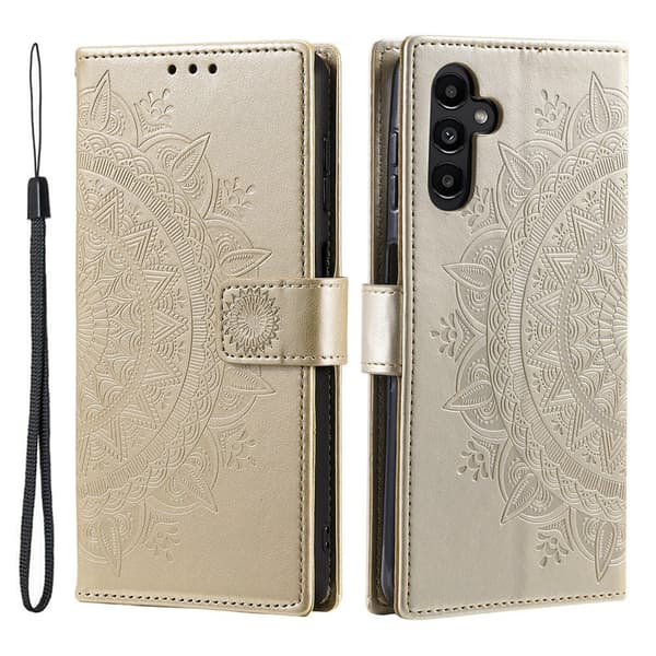 Præget totem telefoncover til Samsung Galaxy A37 5G guld