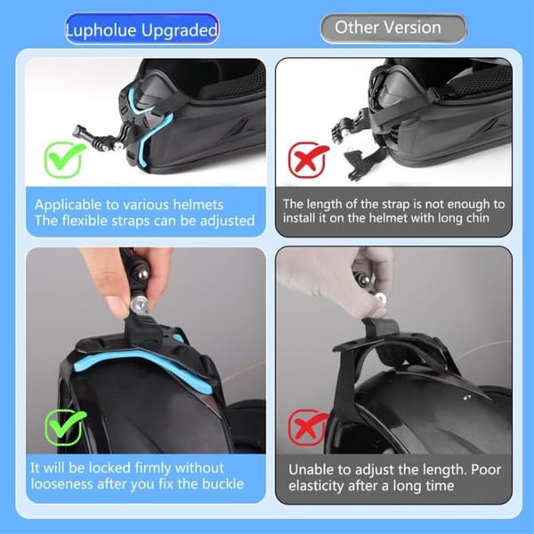 4 - i - 1 motorcykelhjelmholder til GoPro Insta 360 Session Black