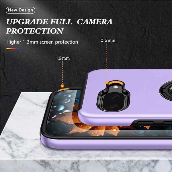 Til Google Pixel 10a SkalFingerring Kickstand Hybrid Taske Purple