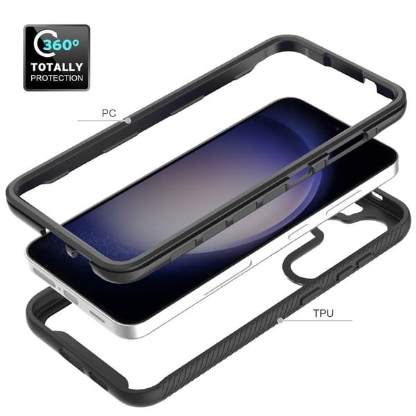 Til Samsung Galaxy S24 Case PC+TPU Støddæmpende Mobiltelefon Bagside Black