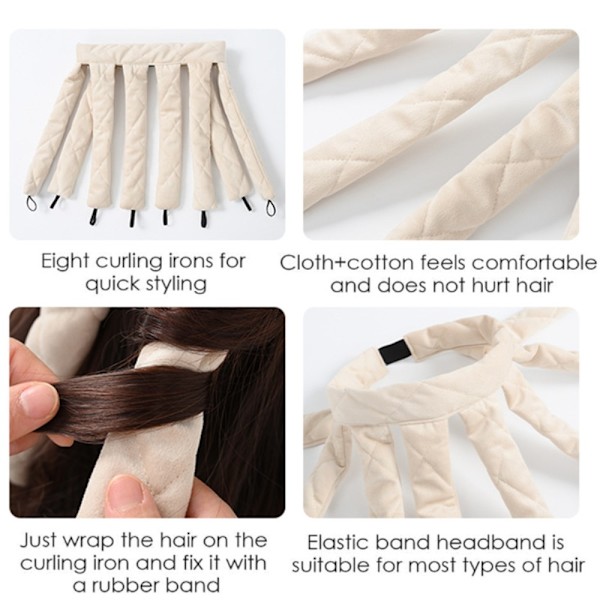 Hårruller for natten - Octopus Curls Rod - Myke, uten varme White