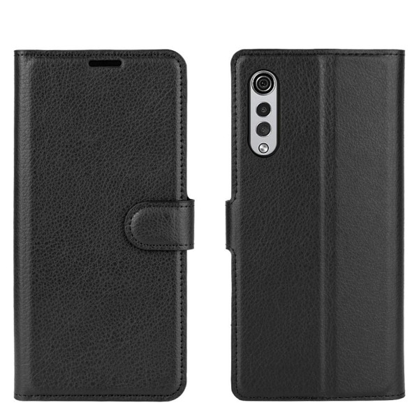 Litchi Wallet Stand Case for LG Velvet Black