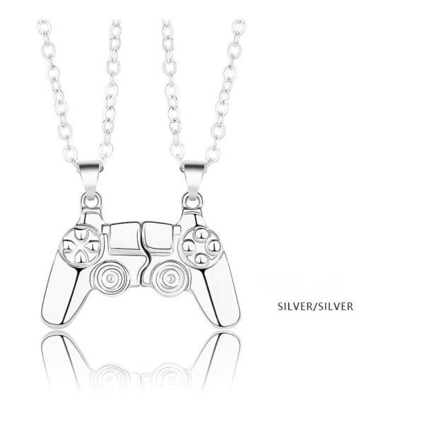Magnetisk Game Controller Handkontroll Halsband Par Present - Silvrig Silver