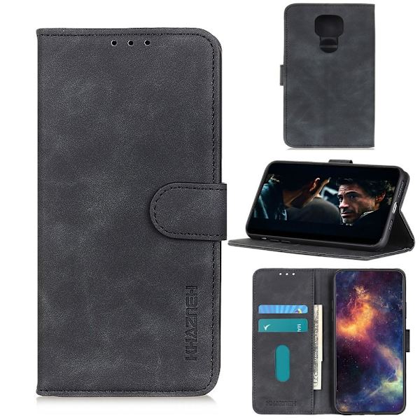 KHAZNEH Retro lompakko Motorola Moto G9 Play/Moto E7 Plus Black