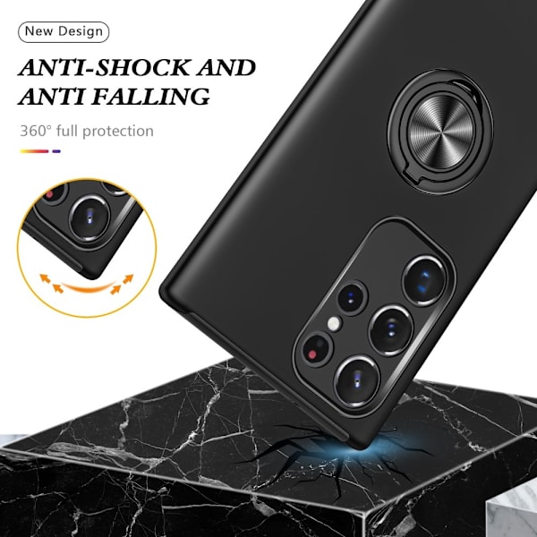 Samsung Galaxy S24 Ultra Fingerring Kickstand Hybrid Taske Black