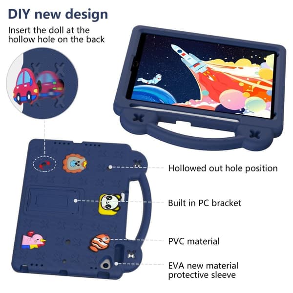Apple iPad 10.2 2021 2020 2019 EVA Foam Stativdeksel - Mørkeblå Dark blue