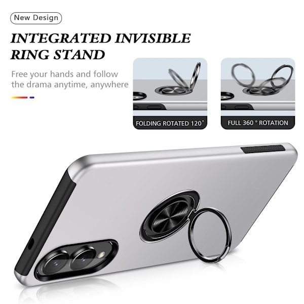 Til Samsung Galaxy S25 Edge Hybrid Deksel Med Fingerring Silver