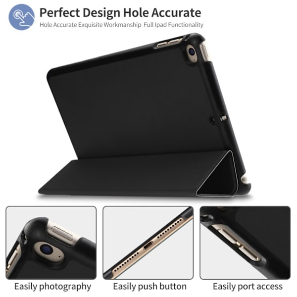 iPad Mini 2019/Mini 4 Slim Fit Trefoldelig Deksel - Svart Black