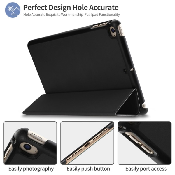 Trifoldet Stand Læder Smart Taske til iPad mini (2019) 7.9 tommer - Sort Black