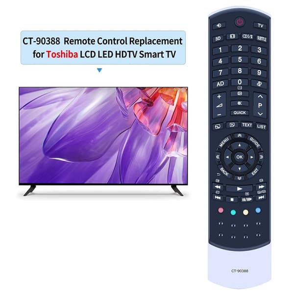 Fjernkontrollerstatning for CT-90388 For Toshiba TV Black