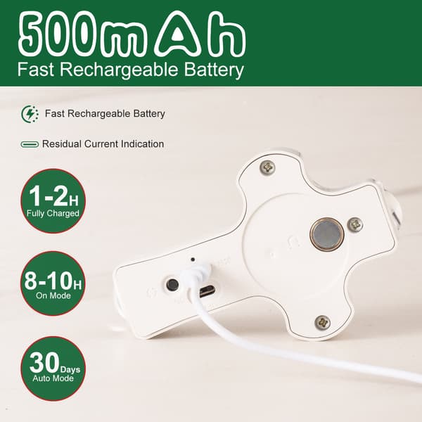 Cross vegglampe, oppladbart nattlys, bevegelsessensor, dimbar, magnetisk – hvit White